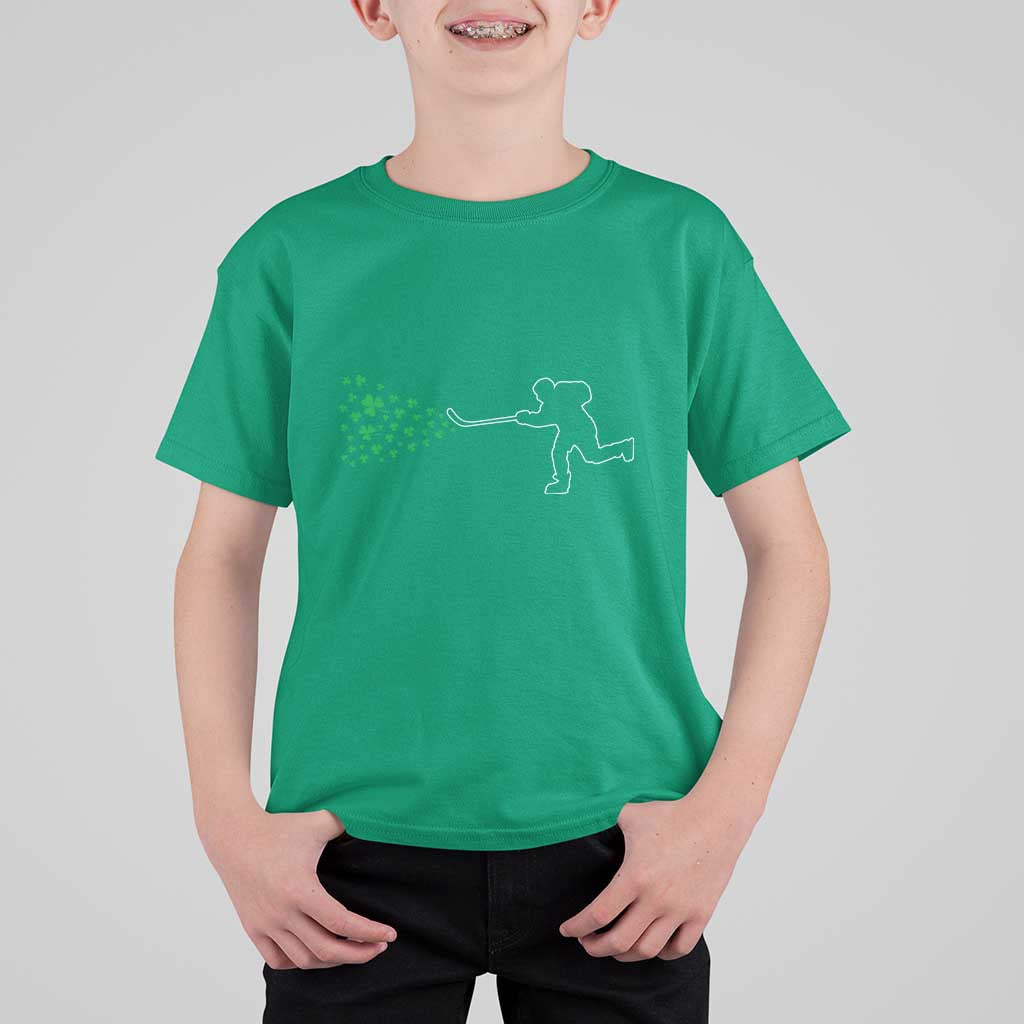 Funny St Patrick's Day Ice Hockey Shamrock T Shirt For Kid