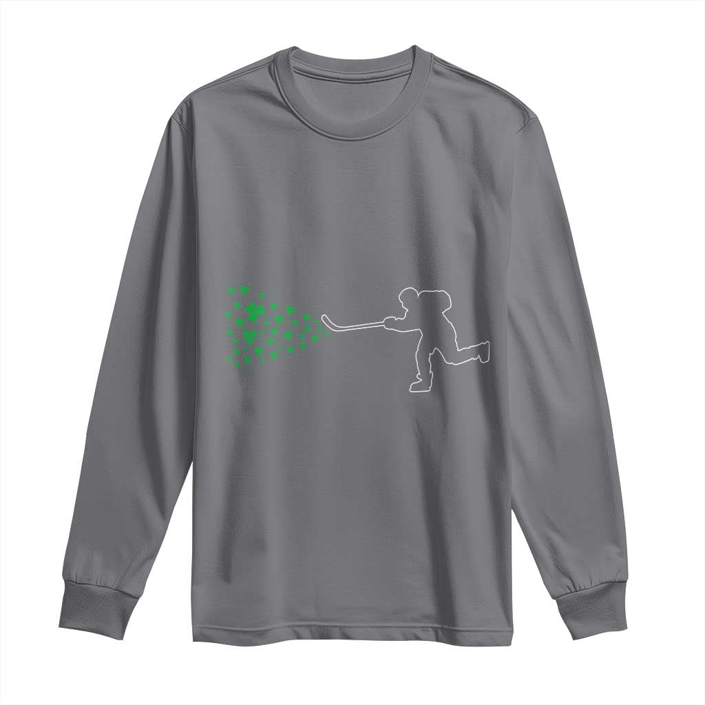 Funny St Patrick's Day Ice Hockey Shamrock Long Sleeve Shirt