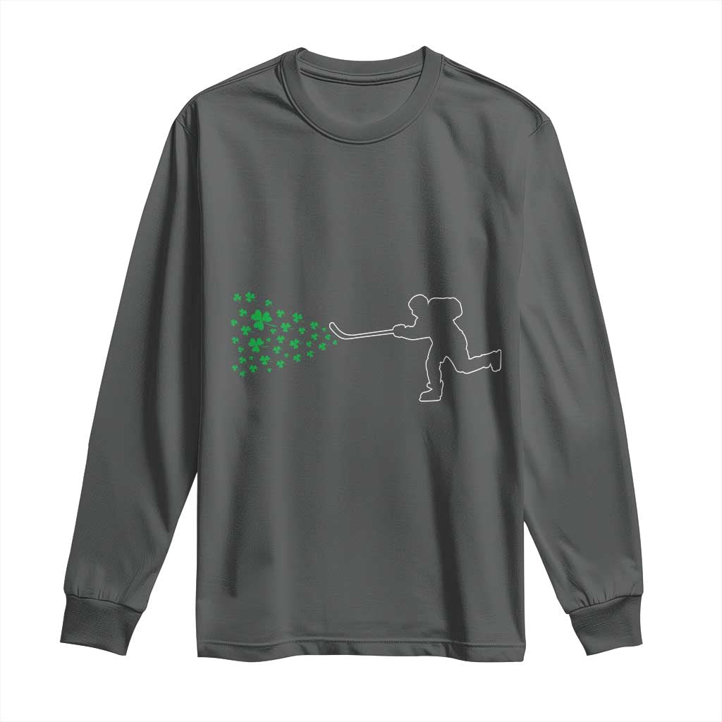 Funny St Patrick's Day Ice Hockey Shamrock Long Sleeve Shirt