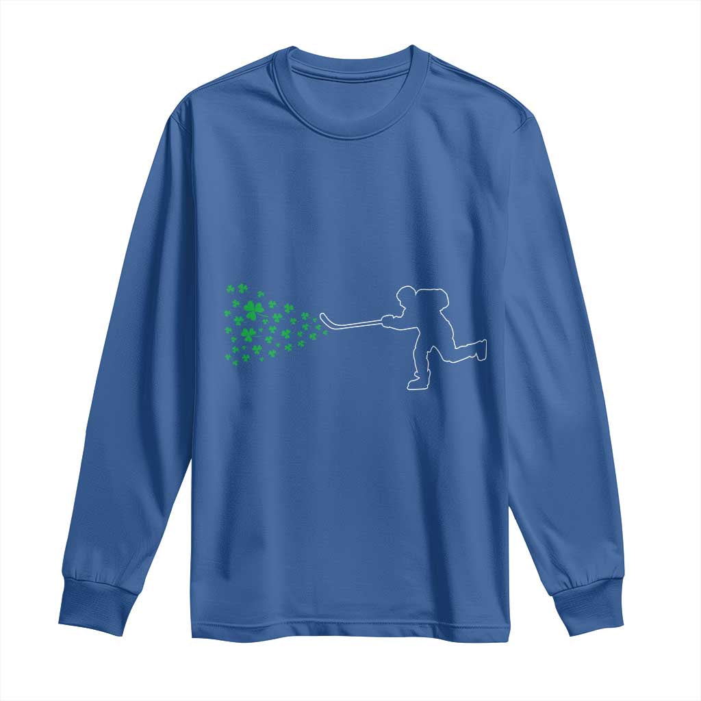 Funny St Patrick's Day Ice Hockey Shamrock Long Sleeve Shirt