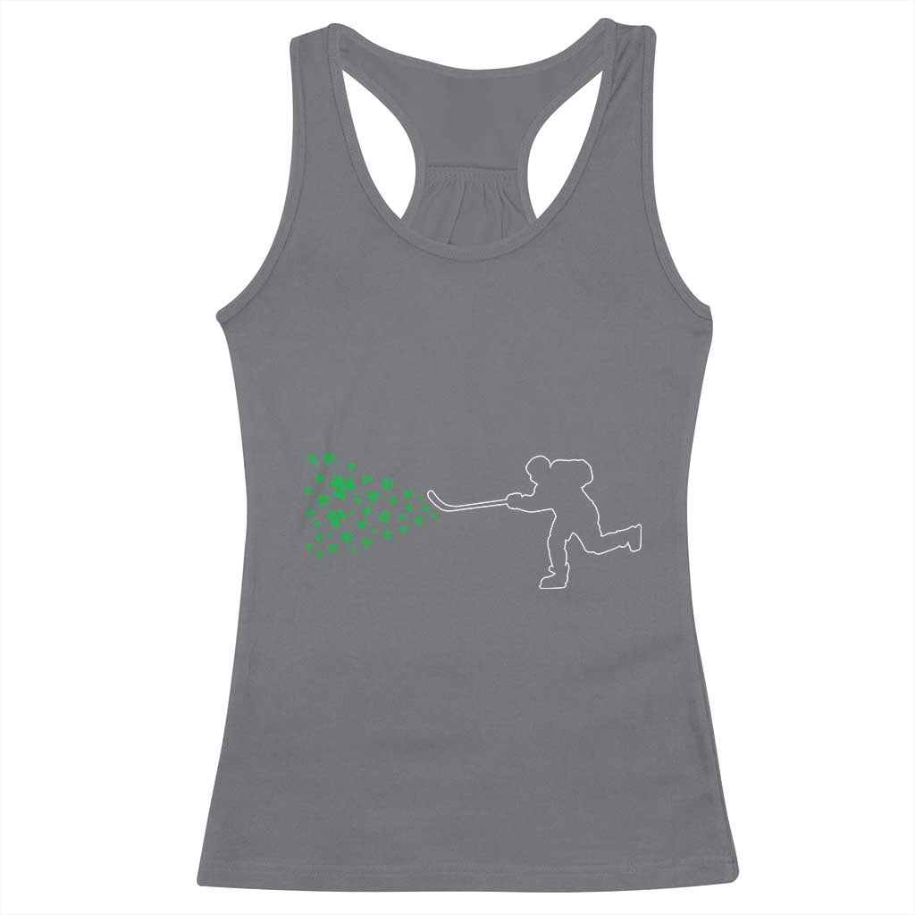 Funny St Patrick's Day Ice Hockey Shamrock Racerback Tank Top
