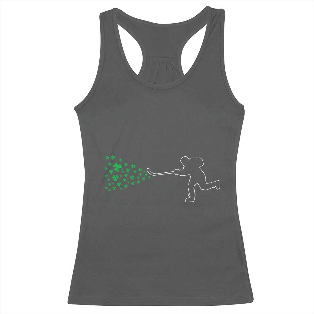 Funny St Patrick's Day Ice Hockey Shamrock Racerback Tank Top