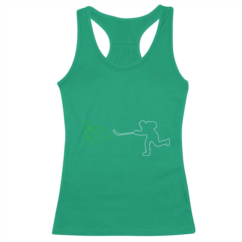 Funny St Patrick's Day Ice Hockey Shamrock Racerback Tank Top