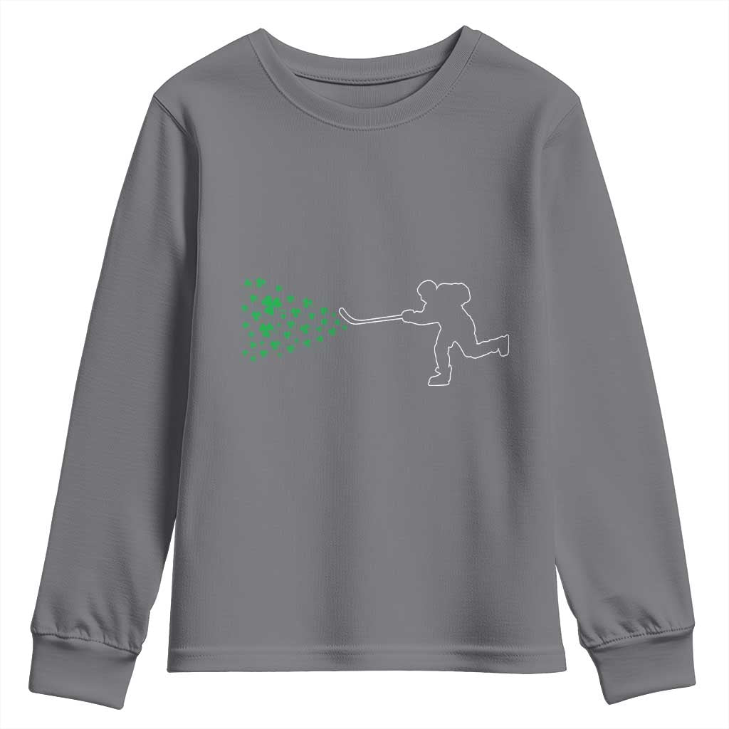 Funny St Patrick's Day Ice Hockey Shamrock Youth Sweatshirt