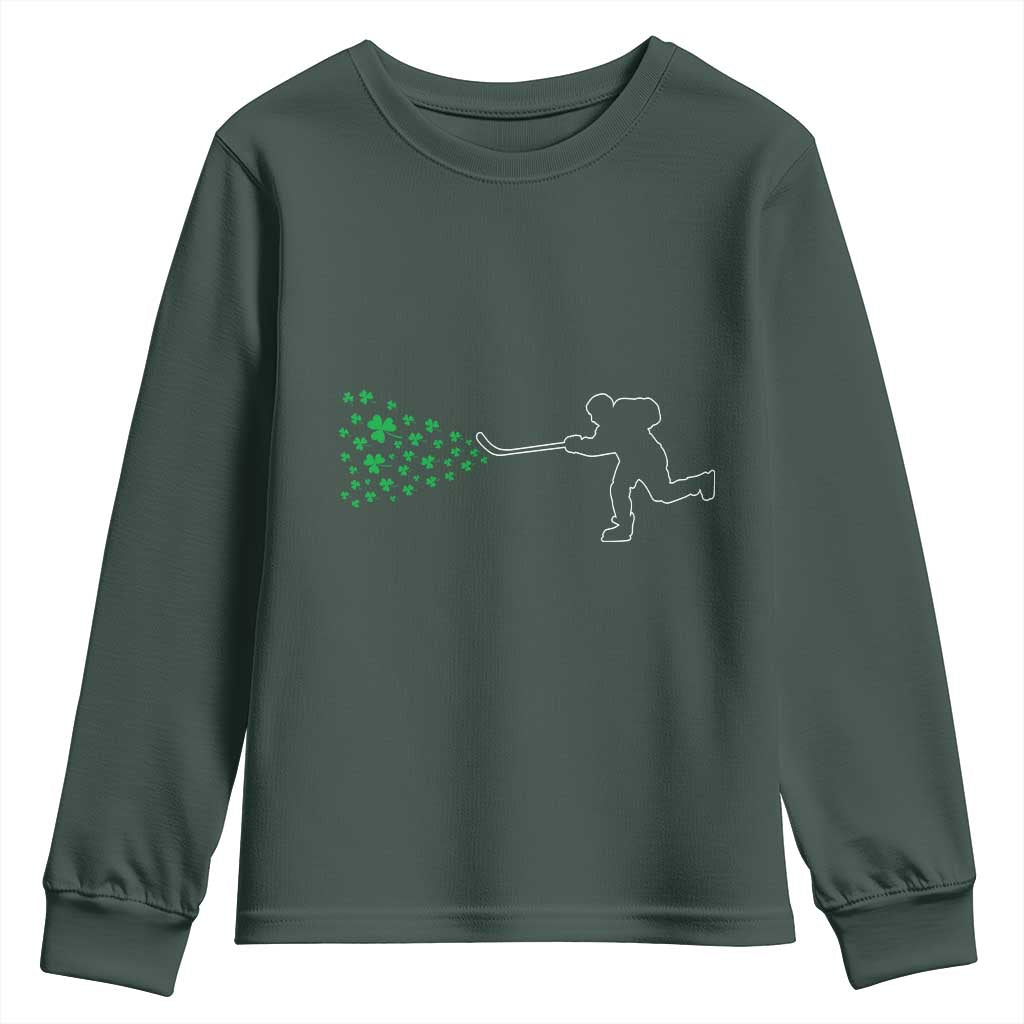 Funny St Patrick's Day Ice Hockey Shamrock Youth Sweatshirt