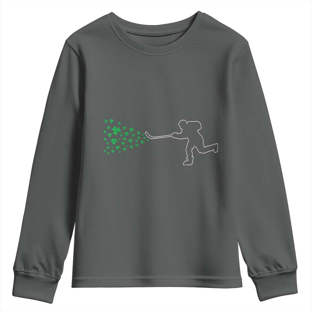 Funny St Patrick's Day Ice Hockey Shamrock Youth Sweatshirt