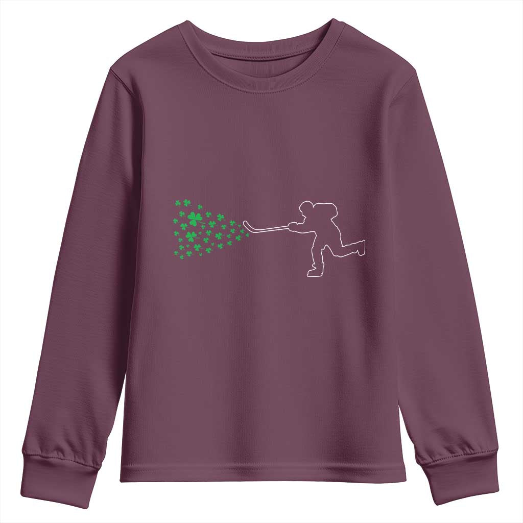 Funny St Patrick's Day Ice Hockey Shamrock Youth Sweatshirt