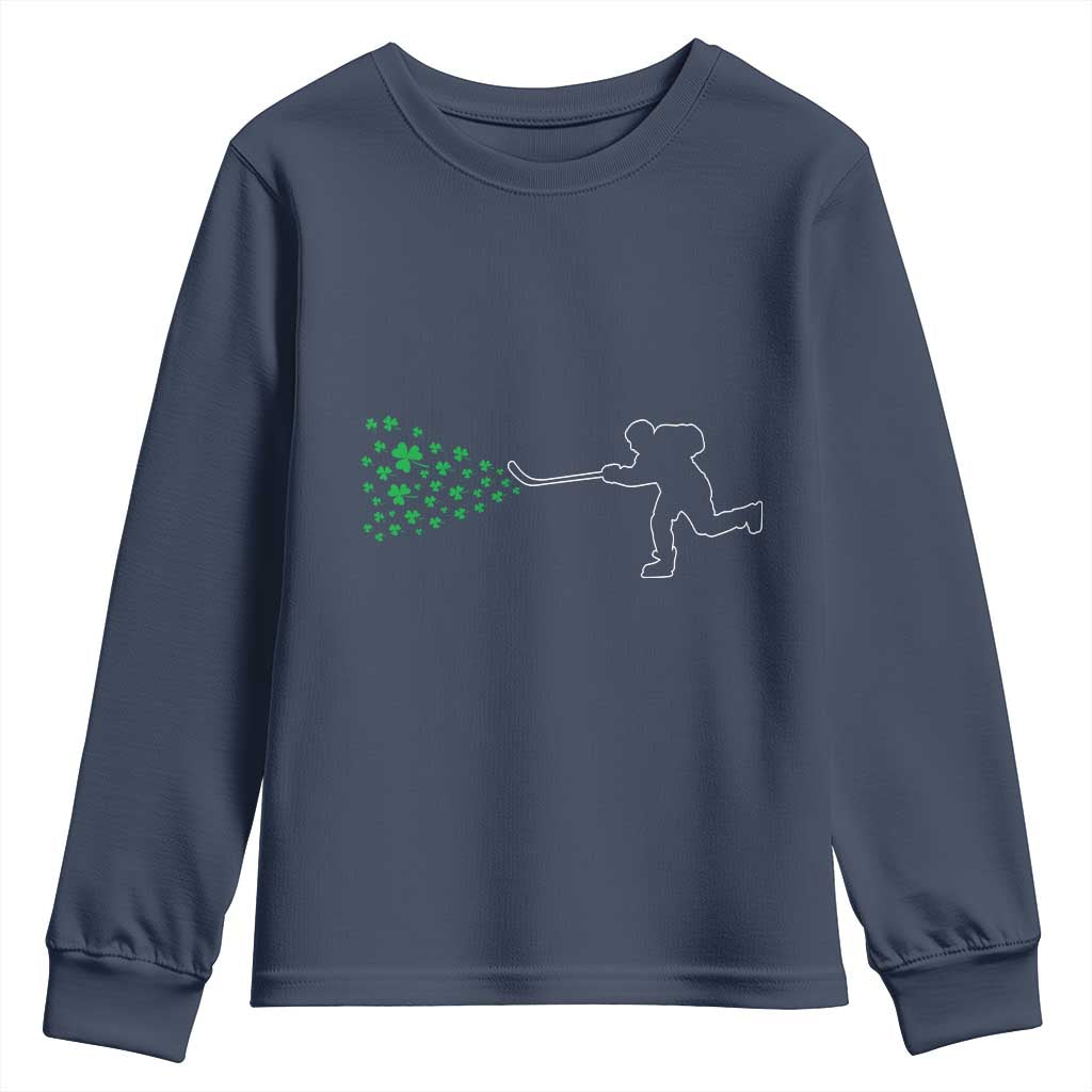 Funny St Patrick's Day Ice Hockey Shamrock Youth Sweatshirt