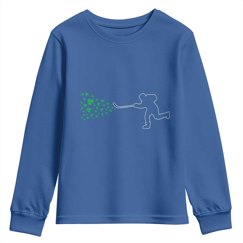 Funny St Patrick's Day Ice Hockey Shamrock Youth Sweatshirt