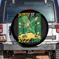 Funny Skibidi St Pat Rizz Day Spare Tire Cover Dabbing Leprechaun Shamrock Coin