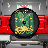 Funny Skibidi St Pat Rizz Day Spare Tire Cover Dabbing Leprechaun Shamrock Coin