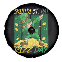 Funny Skibidi St Pat Rizz Day Spare Tire Cover Dabbing Leprechaun Shamrock Coin