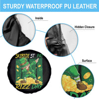 Funny Skibidi St Pat Rizz Day Spare Tire Cover Dabbing Leprechaun Shamrock Coin