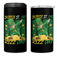 Funny Skibidi St Pat Rizz Day 4 in 1 Can Cooler Tumbler Dabbing Leprechaun Shamrock Coin
