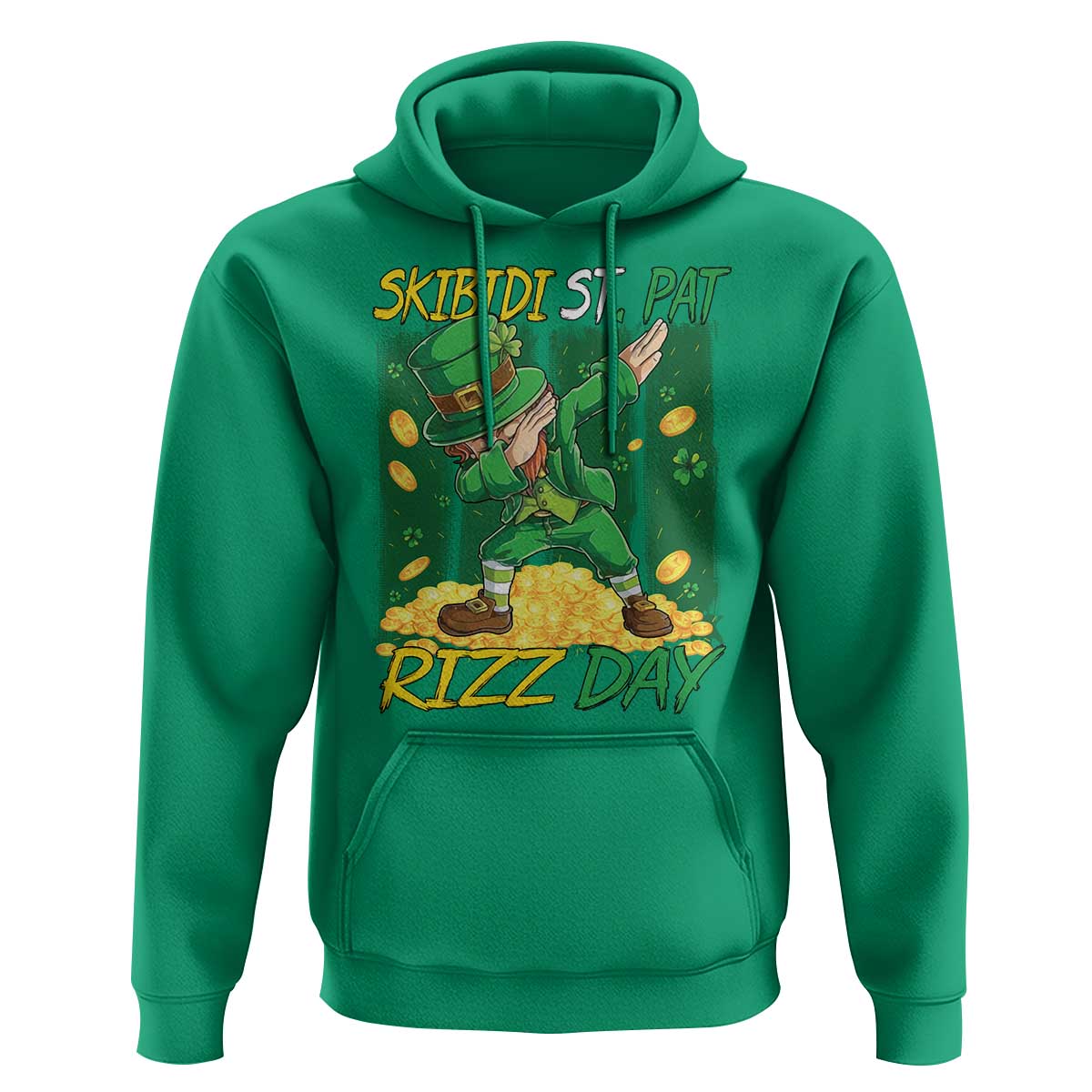 Funny Skibidi St Pat Rizz Day Hoodie Dabbing Leprechaun Shamrock Coin