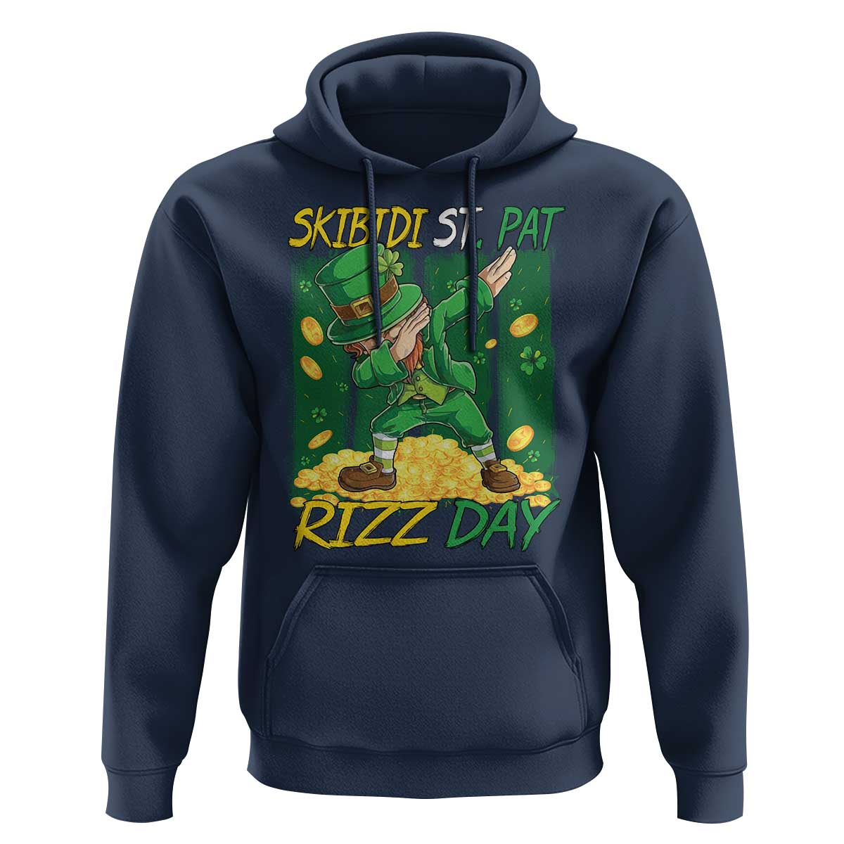 Funny Skibidi St Pat Rizz Day Hoodie Dabbing Leprechaun Shamrock Coin