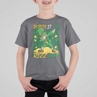 Funny Skibidi St Pat Rizz Day T Shirt For Kid Dabbing Leprechaun Shamrock Coin