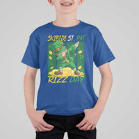 Funny Skibidi St Pat Rizz Day T Shirt For Kid Dabbing Leprechaun Shamrock Coin