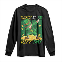 Funny Skibidi St Pat Rizz Day Long Sleeve Shirt Dabbing Leprechaun Shamrock Coin