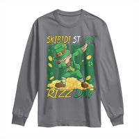 Funny Skibidi St Pat Rizz Day Long Sleeve Shirt Dabbing Leprechaun Shamrock Coin