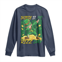 Funny Skibidi St Pat Rizz Day Long Sleeve Shirt Dabbing Leprechaun Shamrock Coin