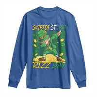 Funny Skibidi St Pat Rizz Day Long Sleeve Shirt Dabbing Leprechaun Shamrock Coin