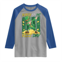 Funny Skibidi St Pat Rizz Day Raglan Shirt Dabbing Leprechaun Shamrock Coin