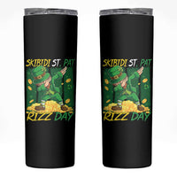 Funny Skibidi St Pat Rizz Day Skinny Tumbler Dabbing Leprechaun Shamrock Coin