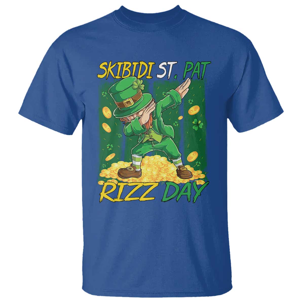 Funny Skibidi St Pat Rizz Day T Shirt Dabbing Leprechaun Shamrock Coin