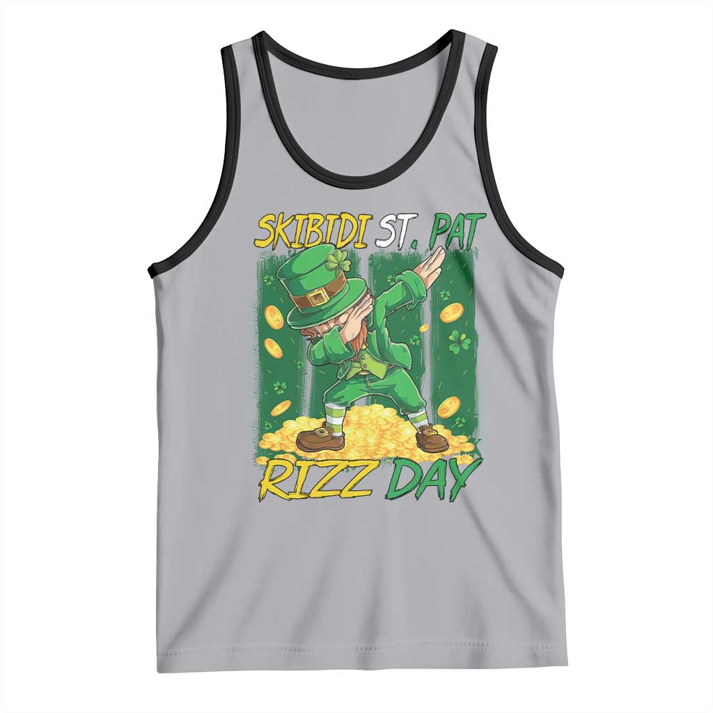 Funny Skibidi St Pat Rizz Day Tank Top Dabbing Leprechaun Shamrock Coin