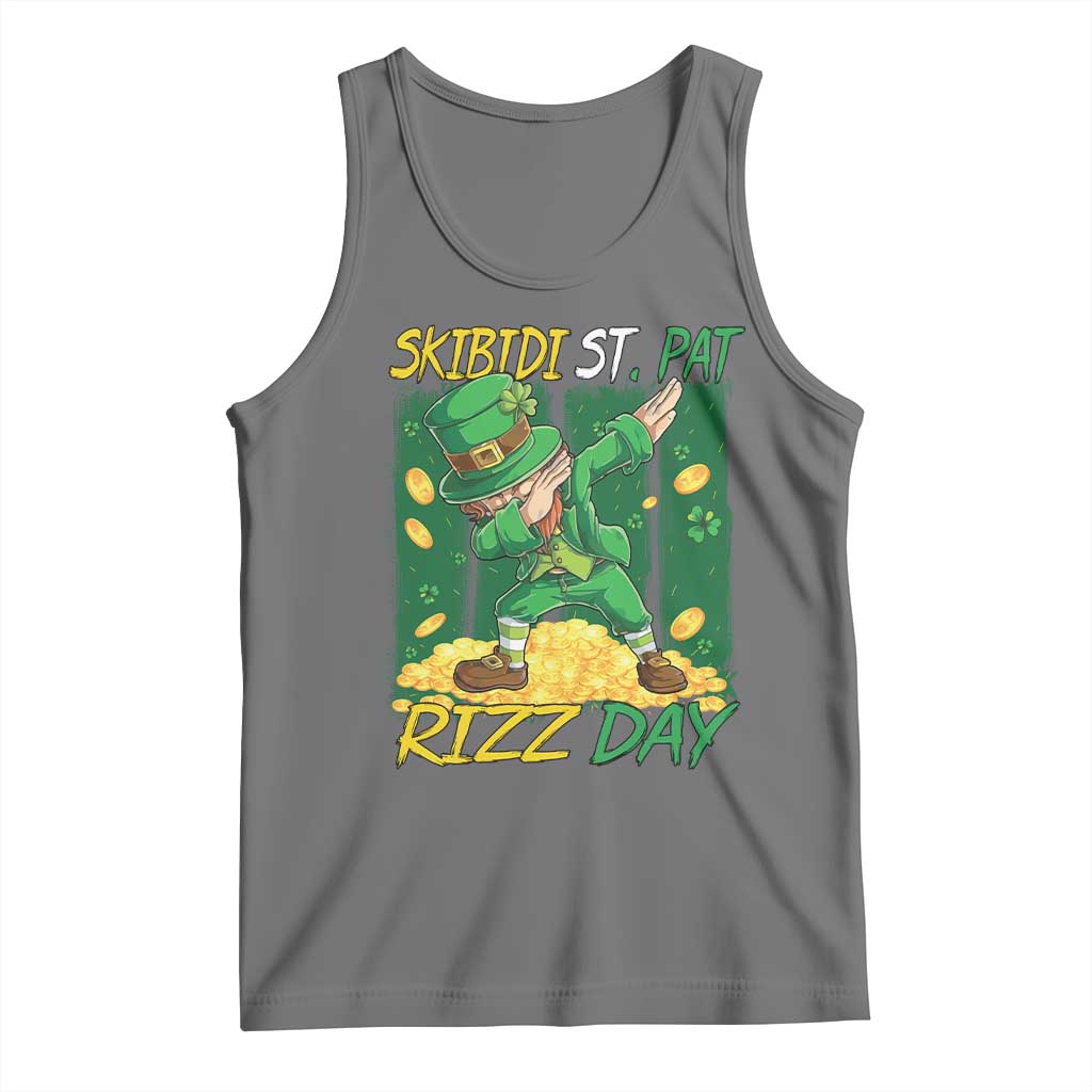 Funny Skibidi St Pat Rizz Day Tank Top Dabbing Leprechaun Shamrock Coin