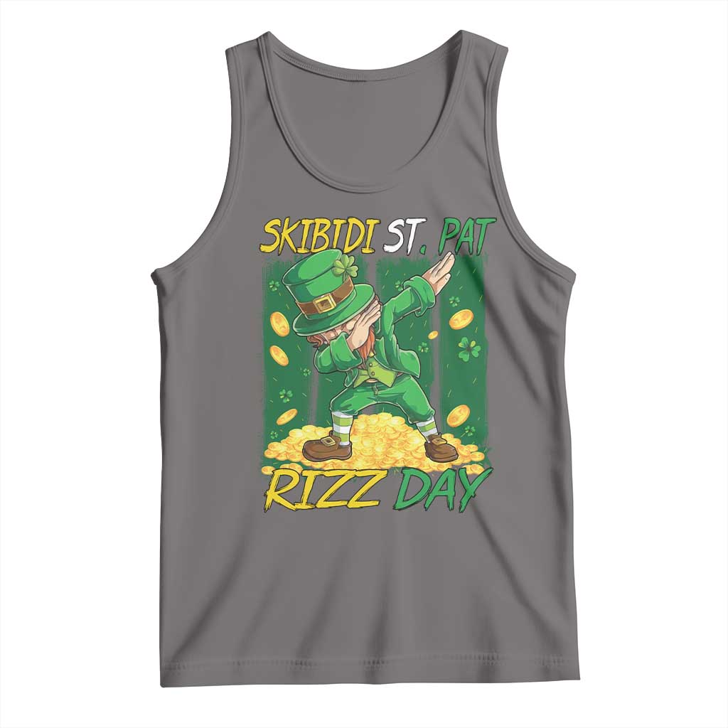 Funny Skibidi St Pat Rizz Day Tank Top Dabbing Leprechaun Shamrock Coin