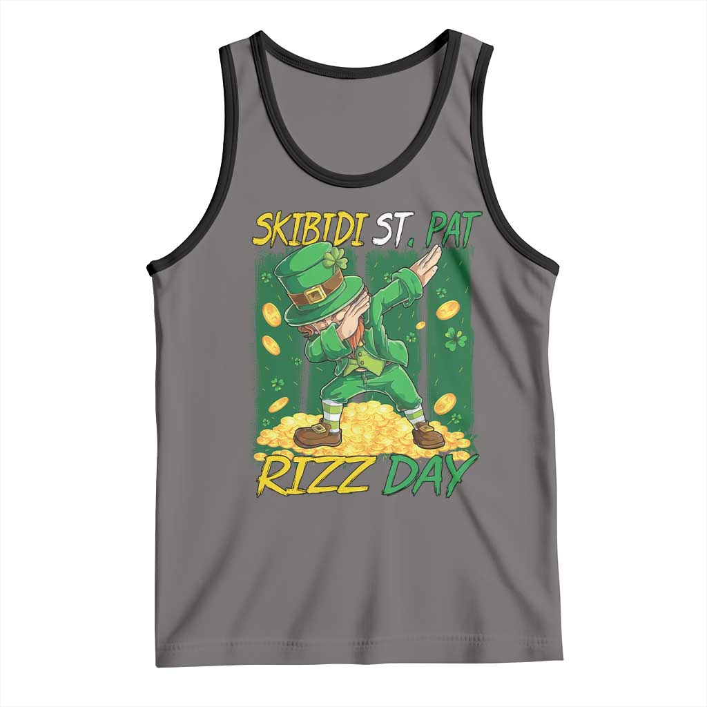 Funny Skibidi St Pat Rizz Day Tank Top Dabbing Leprechaun Shamrock Coin
