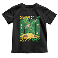 Funny Skibidi St Pat Rizz Day Toddler T Shirt Dabbing Leprechaun Shamrock Coin