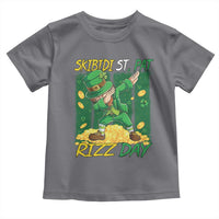 Funny Skibidi St Pat Rizz Day Toddler T Shirt Dabbing Leprechaun Shamrock Coin