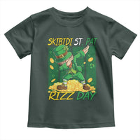 Funny Skibidi St Pat Rizz Day Toddler T Shirt Dabbing Leprechaun Shamrock Coin