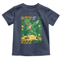Funny Skibidi St Pat Rizz Day Toddler T Shirt Dabbing Leprechaun Shamrock Coin