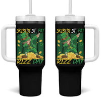 Funny Skibidi St Pat Rizz Day Tumbler With Handle Dabbing Leprechaun Shamrock Coin