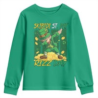 Funny Skibidi St Pat Rizz Day Youth Sweatshirt Dabbing Leprechaun Shamrock Coin