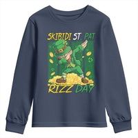Funny Skibidi St Pat Rizz Day Youth Sweatshirt Dabbing Leprechaun Shamrock Coin