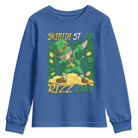 Funny Skibidi St Pat Rizz Day Youth Sweatshirt Dabbing Leprechaun Shamrock Coin