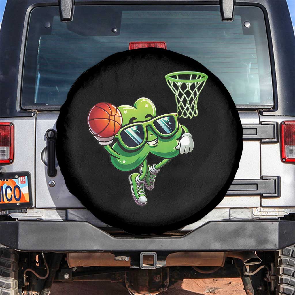 Funny St Patrick's Day Basketball Green Shamrock Spare Tire Cover