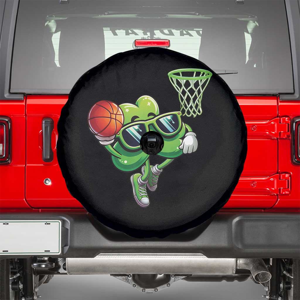Funny St Patrick's Day Basketball Green Shamrock Spare Tire Cover