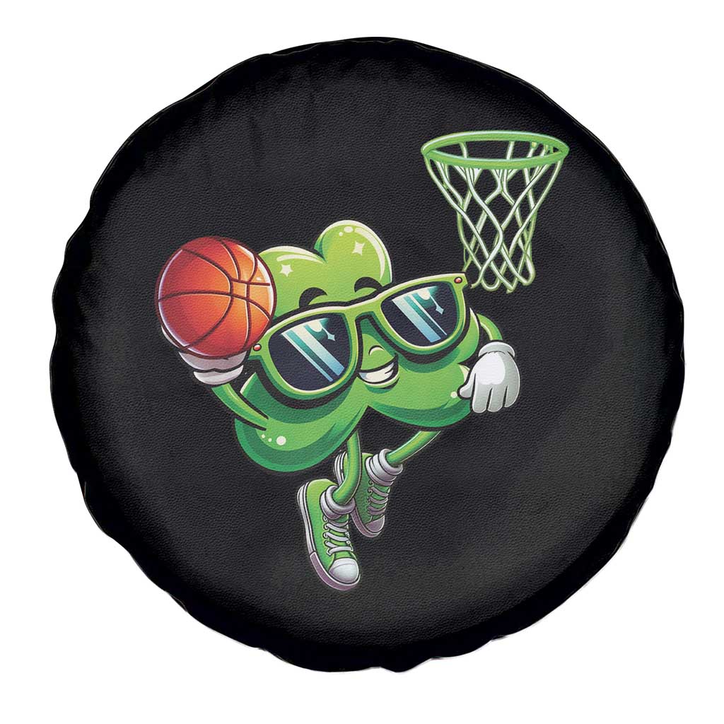 Funny St Patrick's Day Basketball Green Shamrock Spare Tire Cover