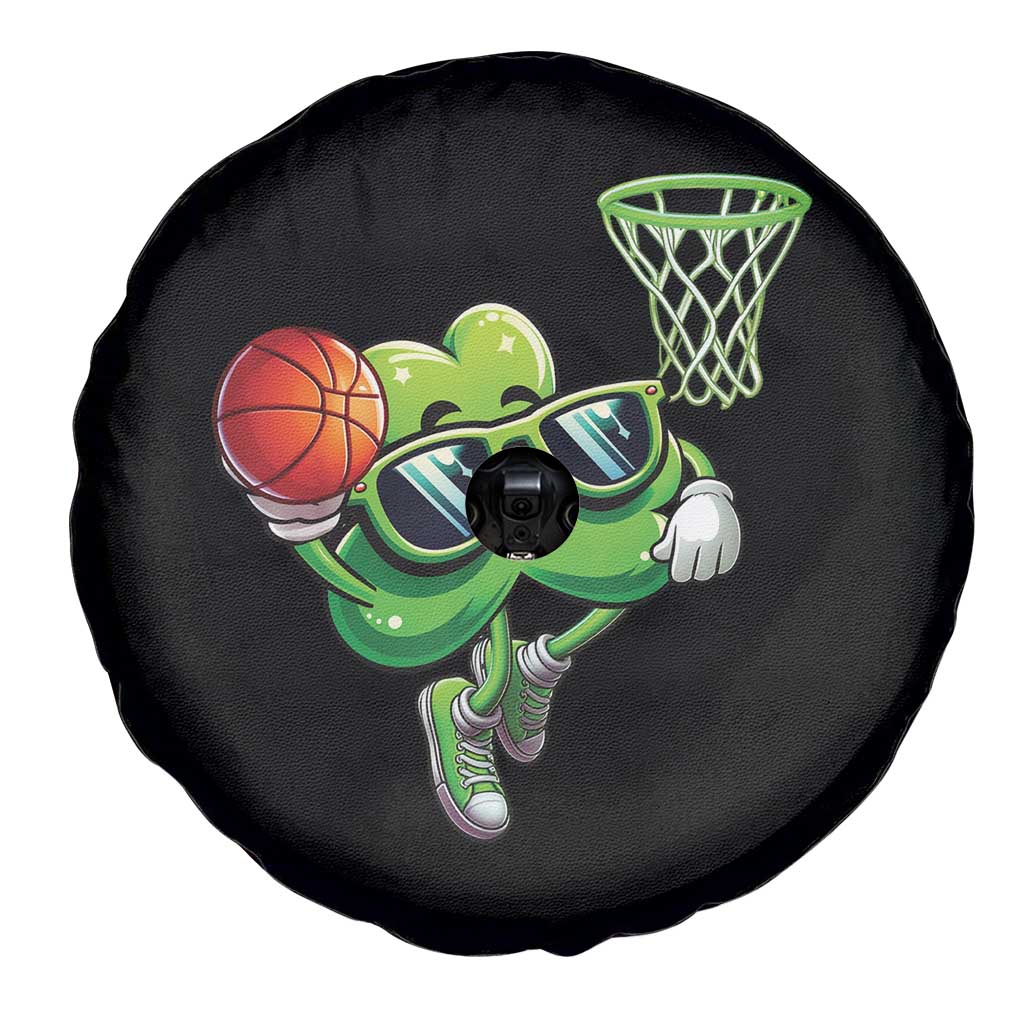 Funny St Patrick's Day Basketball Green Shamrock Spare Tire Cover