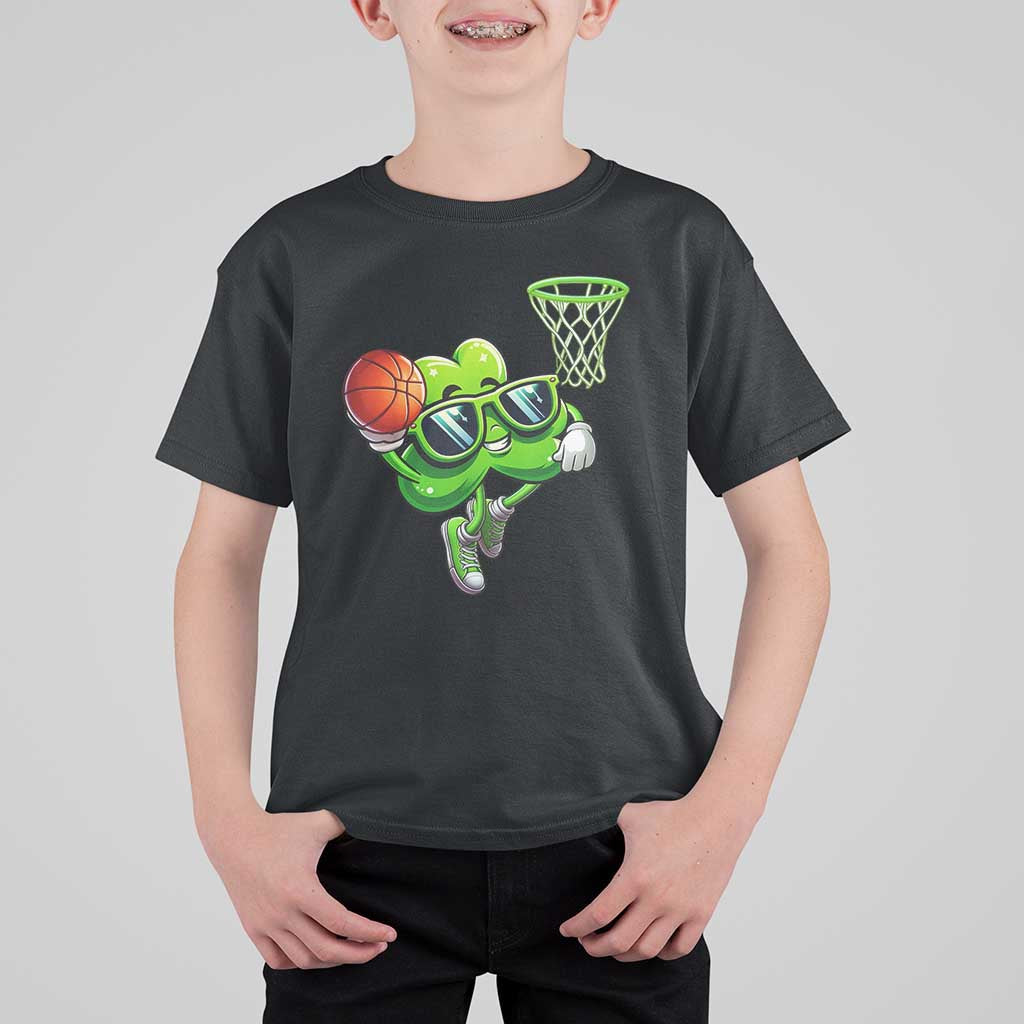 Funny St Patrick's Day Basketball Green Shamrock T Shirt For Kid