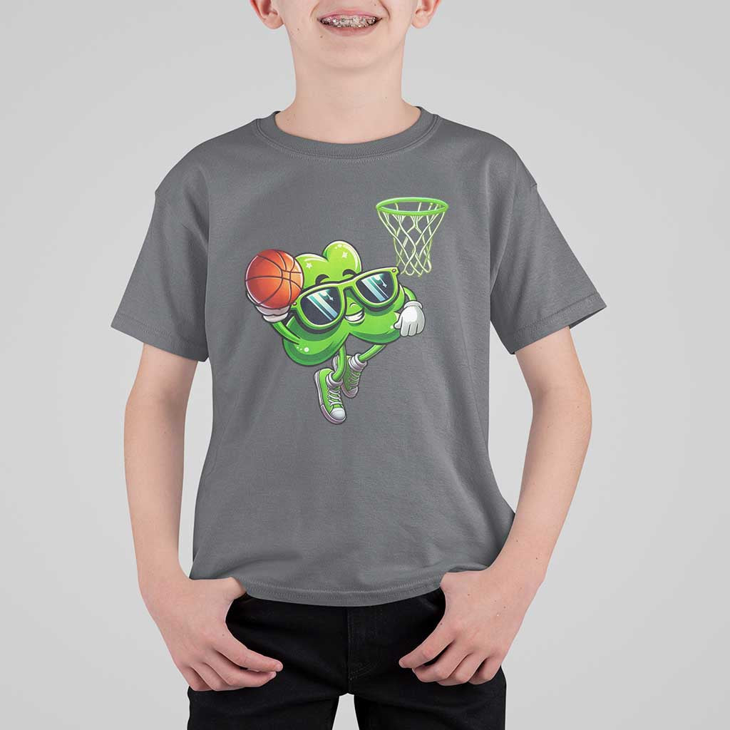 Funny St Patrick's Day Basketball Green Shamrock T Shirt For Kid