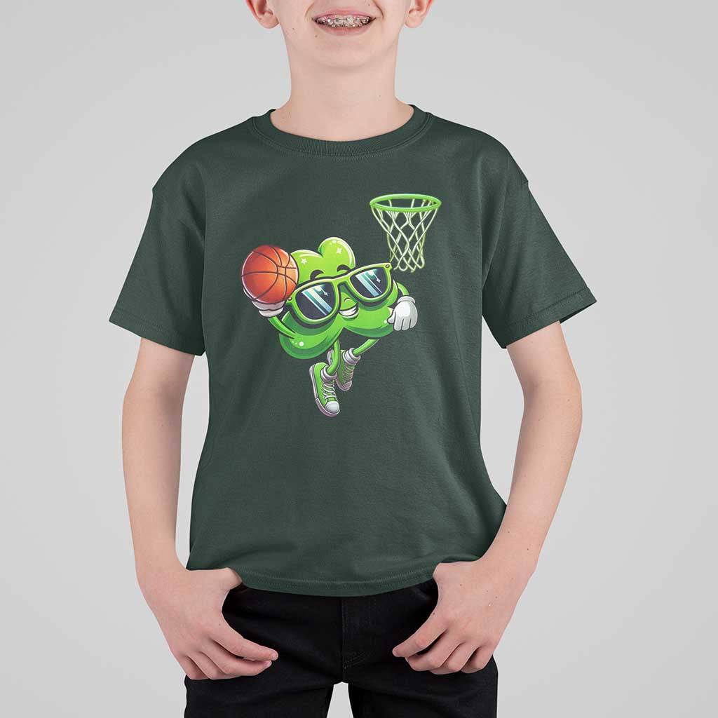 Funny St Patrick's Day Basketball Green Shamrock T Shirt For Kid