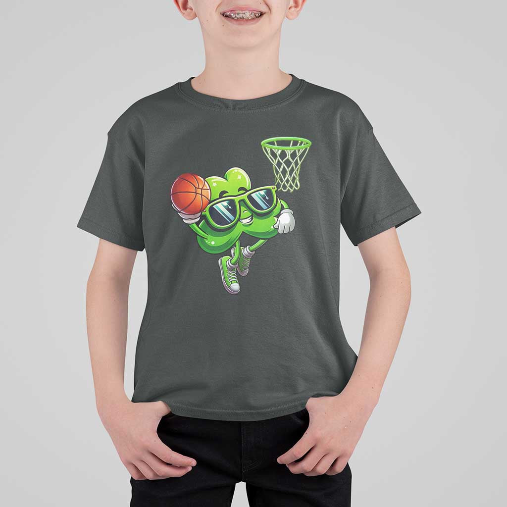 Funny St Patrick's Day Basketball Green Shamrock T Shirt For Kid
