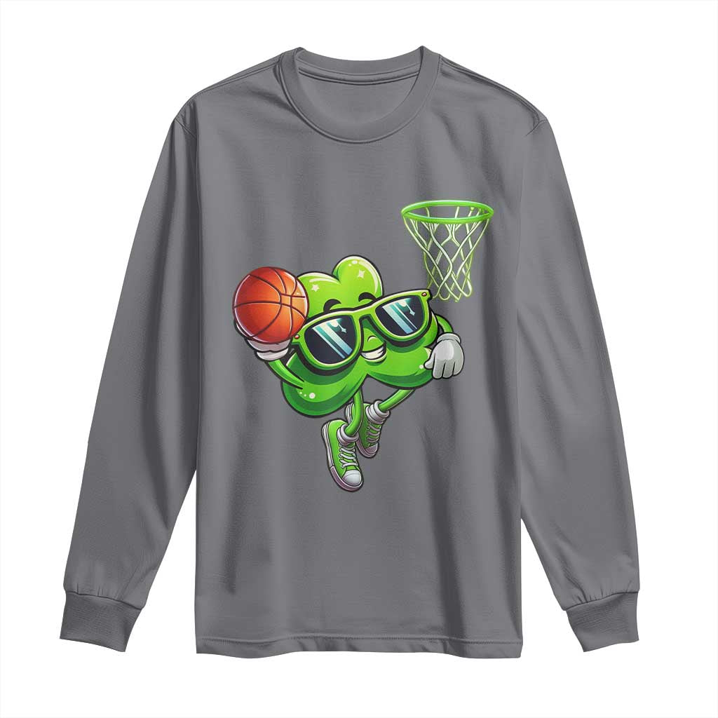 Funny St Patrick's Day Basketball Green Shamrock Long Sleeve Shirt